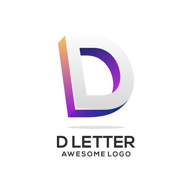 Gradiente abstracto de la ilustración colorida del logotipo de la letra d