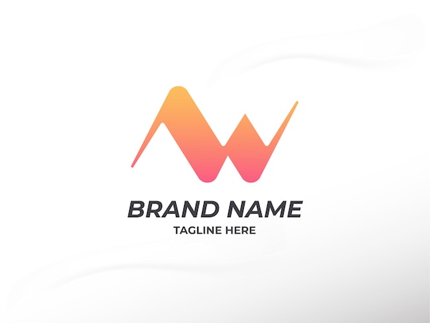 Gradiente abstracto moderno W Iniciales Diseño de logotipo de empresa