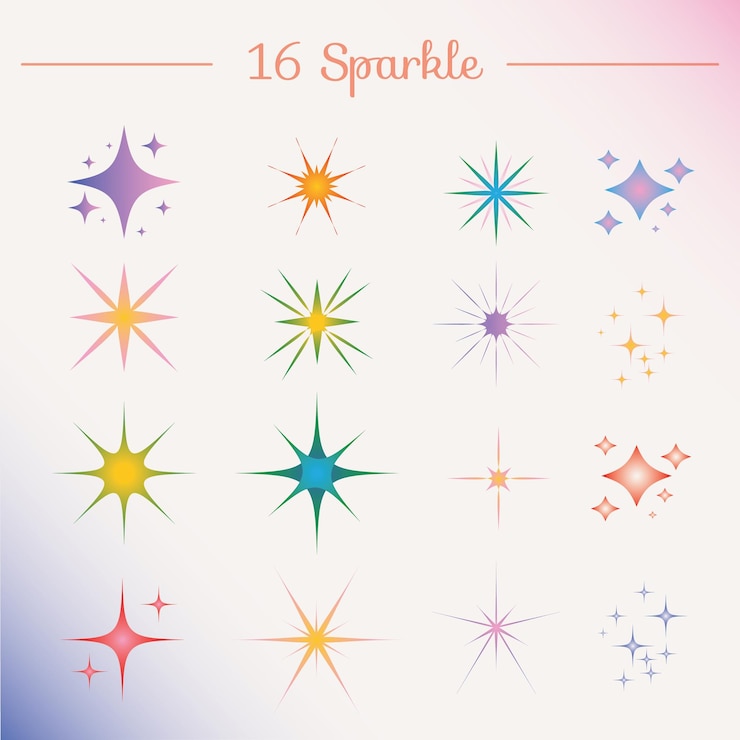 Vector gradiente de activos de estrellas y destellos