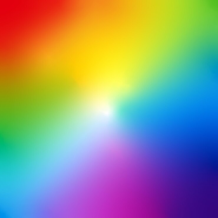 Vector gradiente de arco iris de luz central vibrante con mezcla de colores suaves