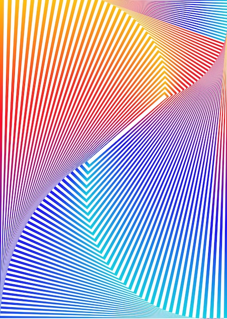 Gradiente de arco iris rayado opt art Ilusión óptica geométrica con rayas Tarjeta de fondo abstracto Ilustración vectorial EPS 10 Plantilla de presentación de volante de estilo atractivo brillante Onda de vapor mínima