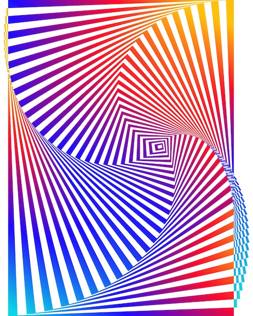 Gradiente de arco iris rayado opt art Ilusión óptica geométrica con rayas Tarjeta de fondo abstracto Ilustración vectorial EPS 10 Plantilla de presentación de volante de estilo atractivo brillante Onda de vapor mínima