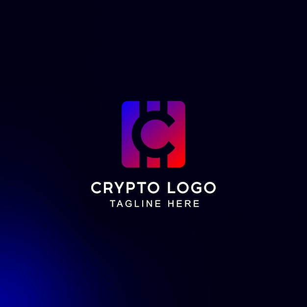 Gradiente bitcoin blockchain o crypto con c logo concepto carta logo Vector Premium
