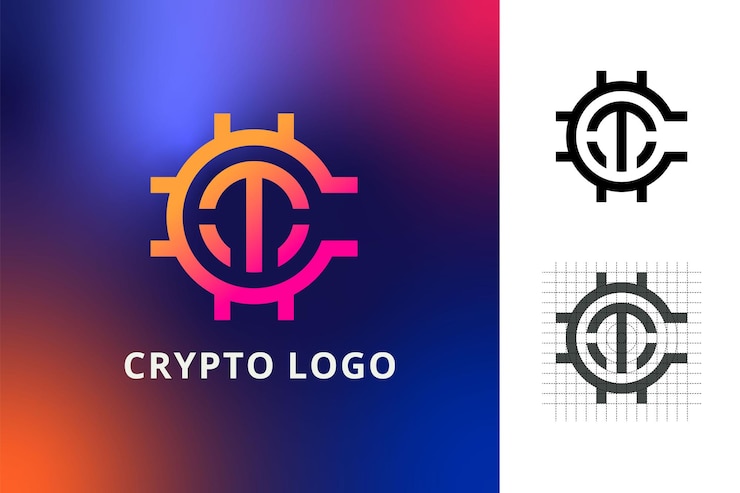 Vector gradiente bitcoinblockchain o crypto con t logo concept letter logo vector premium