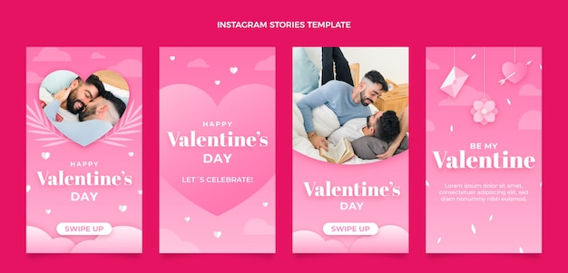 Gradiente colección de historias de instagram del día de san valentín