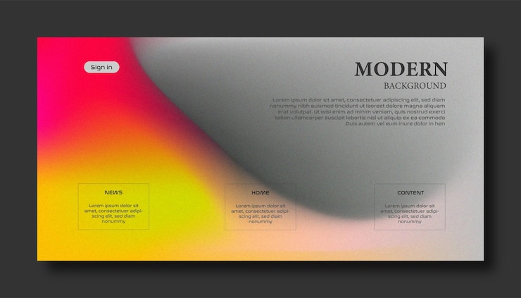 Vector gradiente de color abstracto moderno fondo borroso y plantilla de textura de grano de película con un elegante