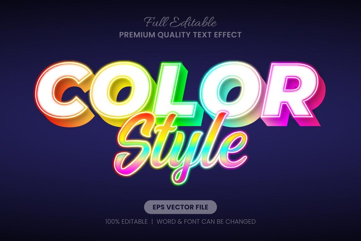 Vector gradiente de color arco iris editable efecto de texto 3d fuente estilo gráfico para proyectos de diseño