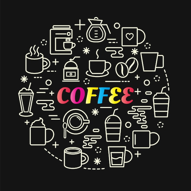 gradiente de colores café con iconos de línea