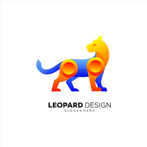 Gradiente de colores de diseño de logotipo de leopardo