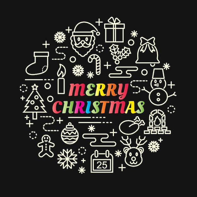 gradiente de colores de Navidad con iconos de línea