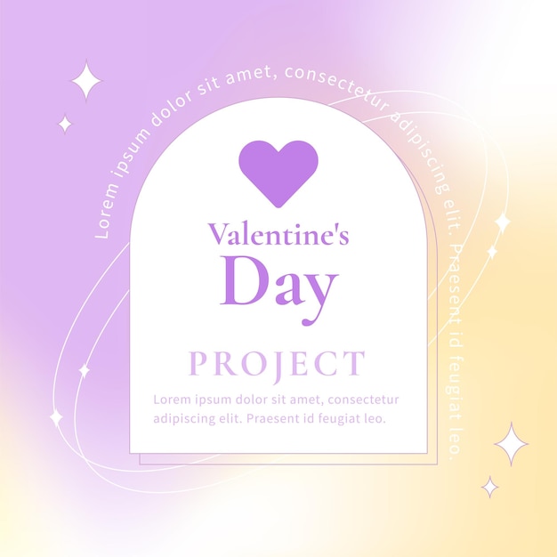 Gradiente de colores pastel día de San Valentín plantillas de forma de corazón fondo púrpura