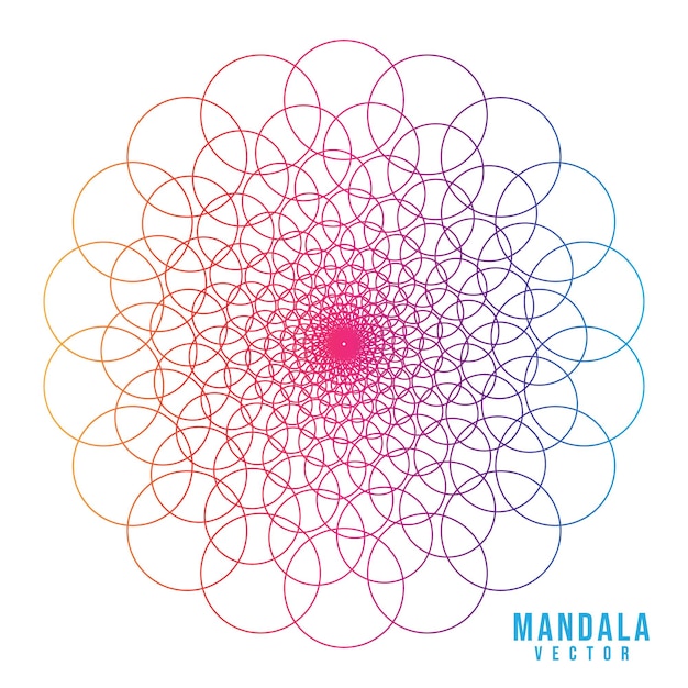 Gradiente colorido diseño de mandala simple y único sobre fondo blanco