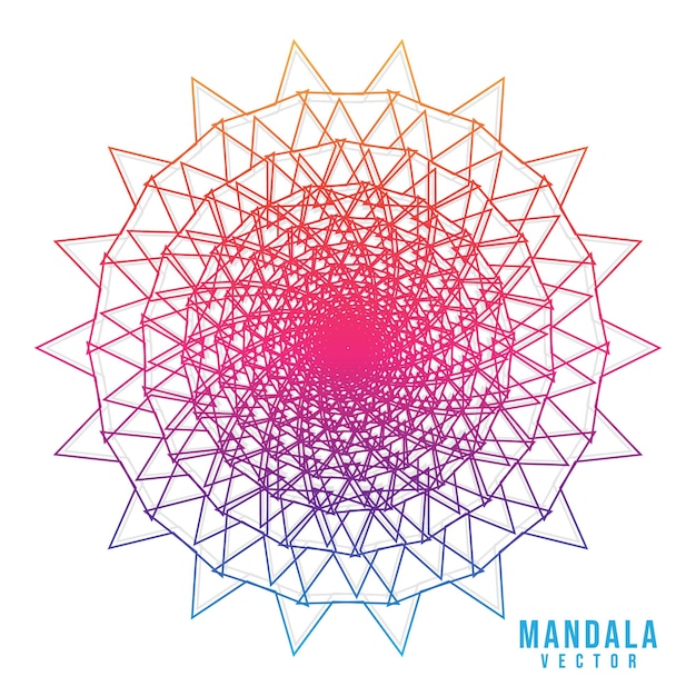 Gradiente colorido diseño de mandala simple y único sobre fondo blanco