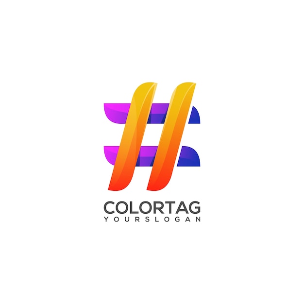 Vector gradiente colorido de la etiqueta de la ilustración del logotipo