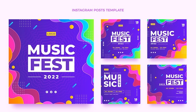 Vector gradiente colorido festival de música publicación de instagram