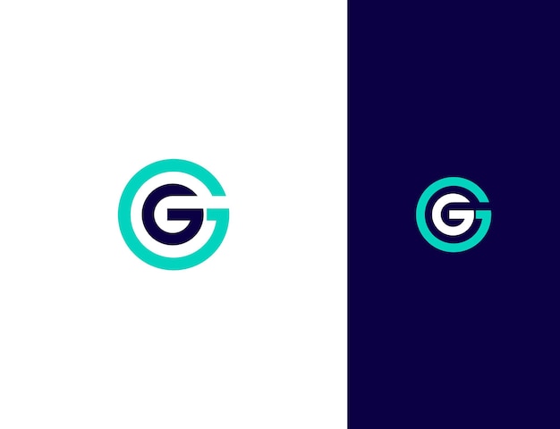 Gradiente colorido inicial del logotipo de la letra GG