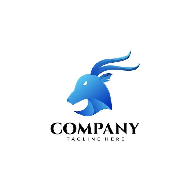 Gradiente colorido de la mascota de la cabra de la cabeza del logotipo