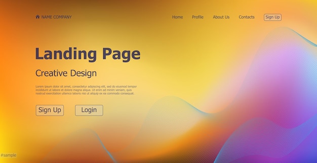 Gradiente colorido plantilla web página de destino sitio web digital concepto de diseño de página de destino Ilustración vectorial