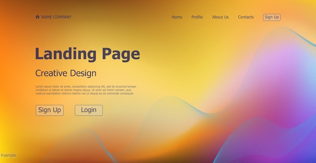 Gradiente colorido plantilla web página de destino sitio web digital concepto de diseño de página de destino ilustración vectorial