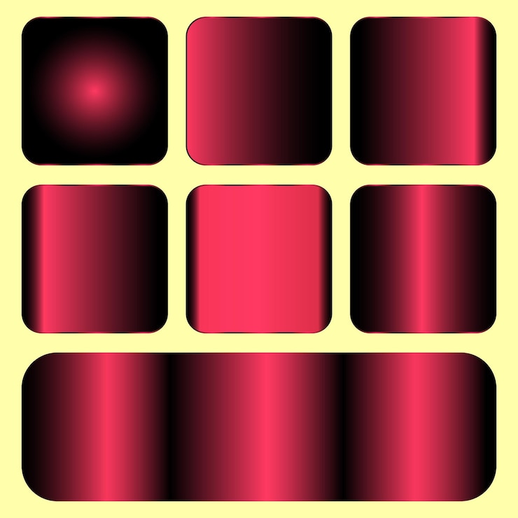 Vector gradiente un conjunto de cuatro cuadrados con un fondo rojo con un reflejo de la luz en él
