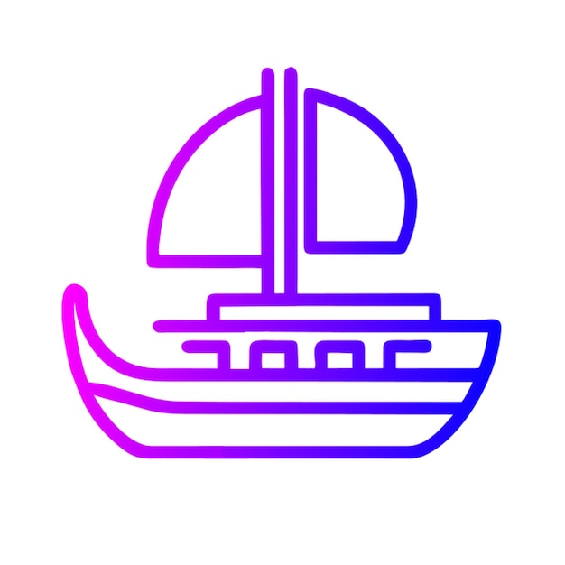 Gradiente de contorno del icono del barco vikingo