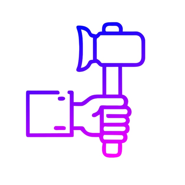 Gradiente de contorno del icono del martillo en la mano