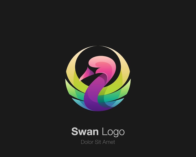 Gradiente creativo de logotipo de cisne de colores