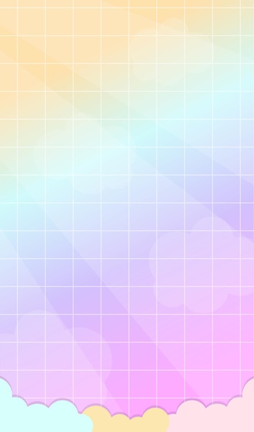 Gradiente de cuadrícula de fondo con nubes vectorial