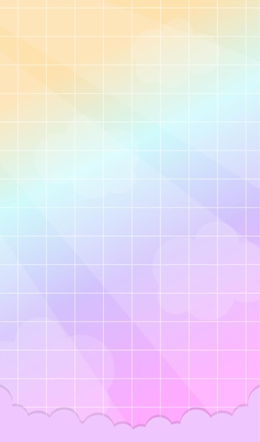 Gradiente de cuadrícula de fondo con nubes vectorial