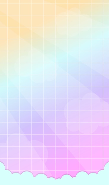 Gradiente de cuadrícula de fondo con nubes vectorial