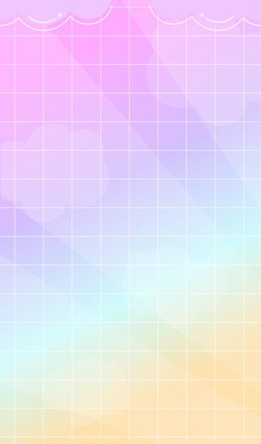 Gradiente de cuadrícula de fondo con nubes vectorial