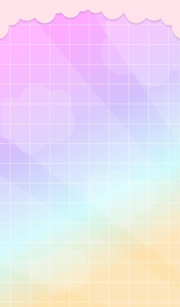 Gradiente de cuadrícula de fondo con nubes vectorial