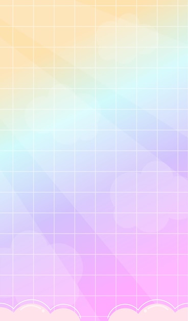 Gradiente de cuadrícula de fondo con nubes vectorial