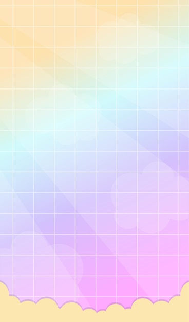Gradiente de cuadrícula de fondo con nubes vectorial