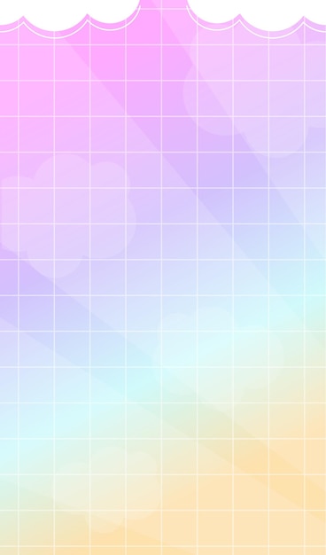 Gradiente de cuadrícula de fondo con nubes vectorial