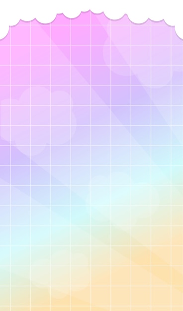 Gradiente de cuadrícula de fondo con nubes vectorial