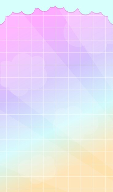 Gradiente de cuadrícula de fondo con nubes vectorial