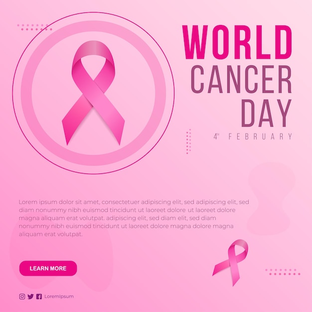 Gradiente del día mundial contra el cáncer redes sociales colección de publicaciones de Instagram contra el cáncer