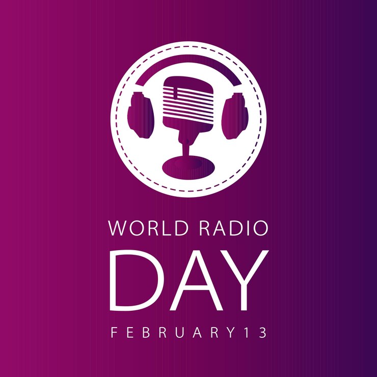 Gradiente dibujado a mano del Día Mundial de la Radio