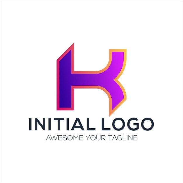 Gradiente de diseño de logotipo k inicial colorido