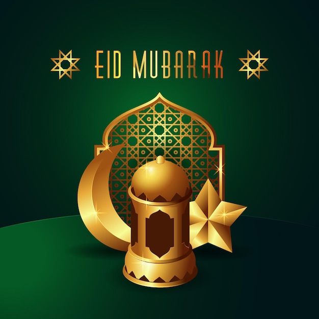 Vector gradiente de eid al-fitr hari raya aidilfitri ilustración