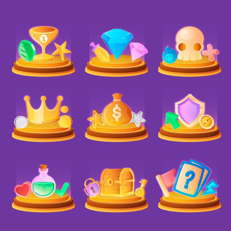Vector gradiente elementos de juego de dibujos animados mini conjunto de composición
