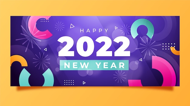 Gradiente feliz año nuevo 2022 banner horizontal