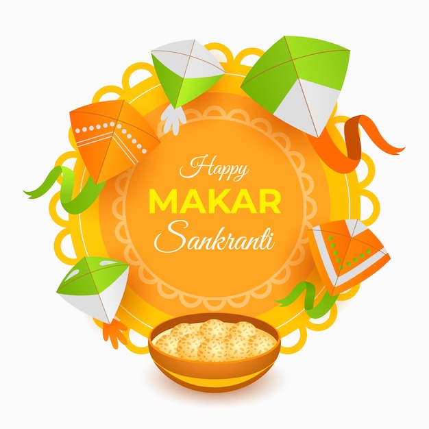 Gradiente feliz makar sankranti ilustración