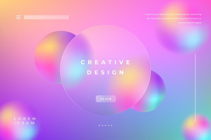 Gradiente de fondo Morph Colorido con efecto de vidrio en forma de círculo Marco Título Texto Poster Banner