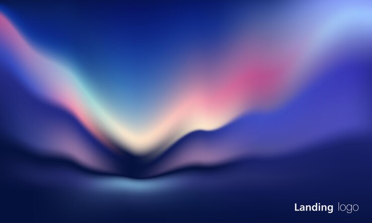 Vector gradiente fondos abstractos de las luces del norte aurora boreal cielo suave tierno púrpura verde rosa amarillo y azul gradientes para aplicaciones diseño web páginas web banners tarjetas de felicitación diseño vectorial
