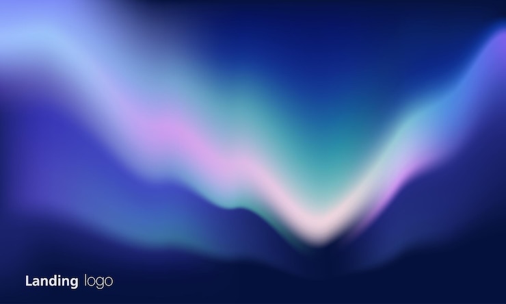 Vector gradiente fondos abstractos de las luces del norte aurora boreal cielo suave tierno púrpura verde rosa amarillo y azul gradientes para aplicaciones diseño web páginas web banners tarjetas de felicitación diseño vectorial