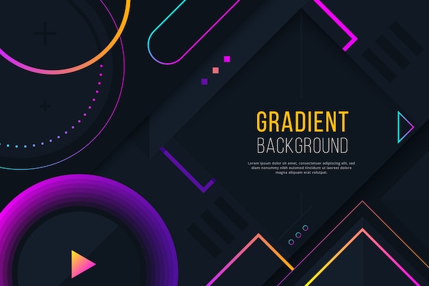 Gradiente formas geométricas de color púrpura sobre fondo oscuro