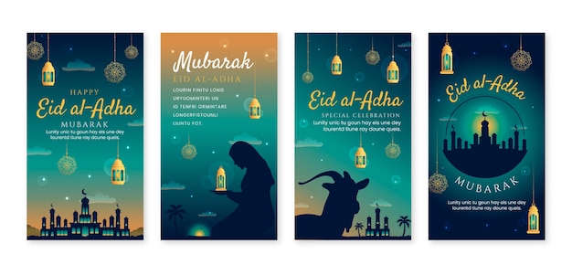 Vector gradiente de historias de instagram de eid al-adha