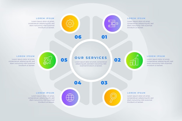 Vector gradiente de infografía de nuestros servicios.